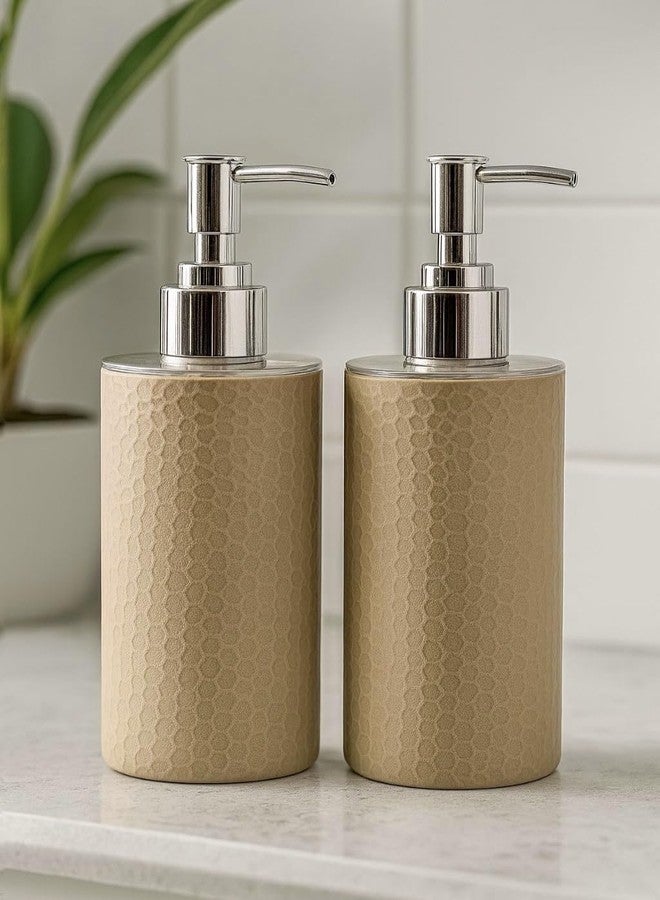Emoh Roced Refillable Liquid Soap Dispenser - Unbreakable Plastic Pump Bottle for Handwash, Sanitizer, Lotion, or Shampoo | Reusable Bathroom & Kitchen Dispenser (250ml) (Brown, Pack of 2) - Image 1